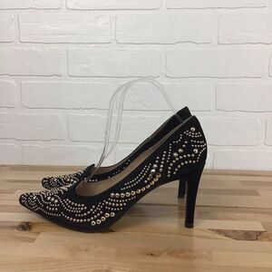 Missmatched Gino Vaello stilettos Spain studded black velvet heeled pumps 39/38